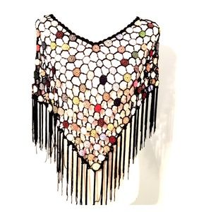 NWOT Vintage Boho Crocheted Poncho